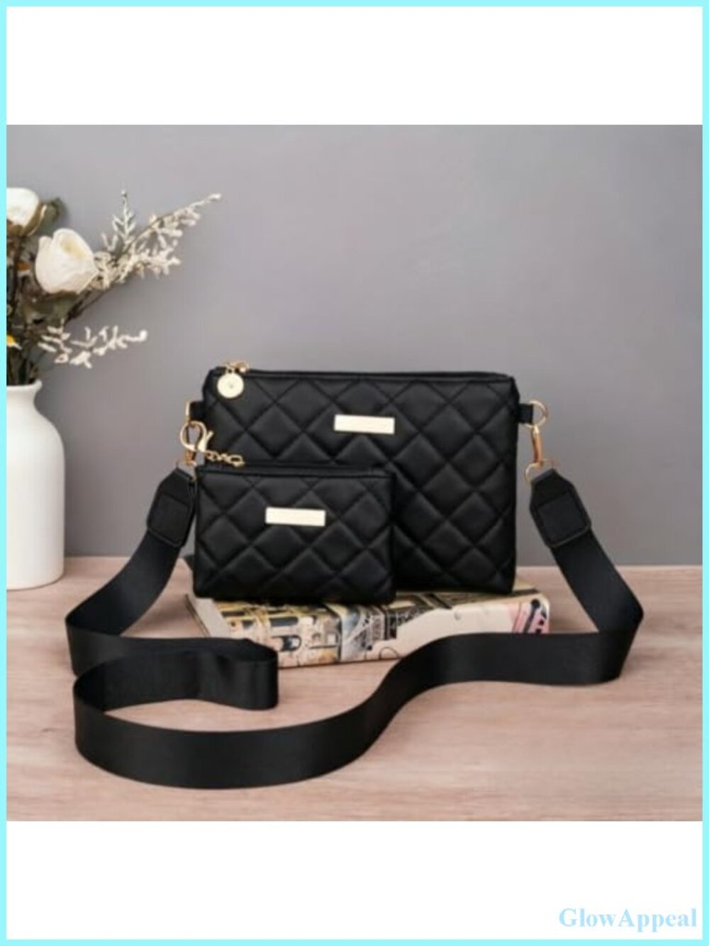 Leather Crossbody Bag Tote Purse with Small Clutch Messenger Shoulder Handbag